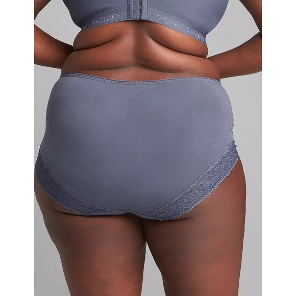 Lane Bryant Cacique Cotton High Leg Brief Panty With Lace Back 18/20 - Picture 2 of 2